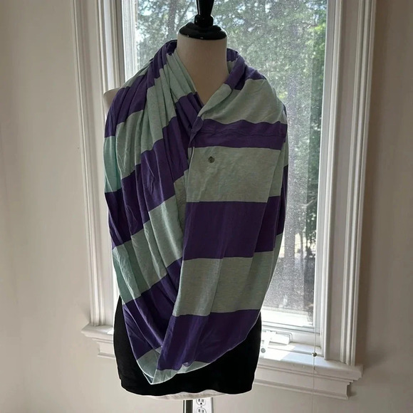 Lululemon Clarity Infinity Scarf, Aqua & Purple Stripe, EUC - Picture 2 of 3